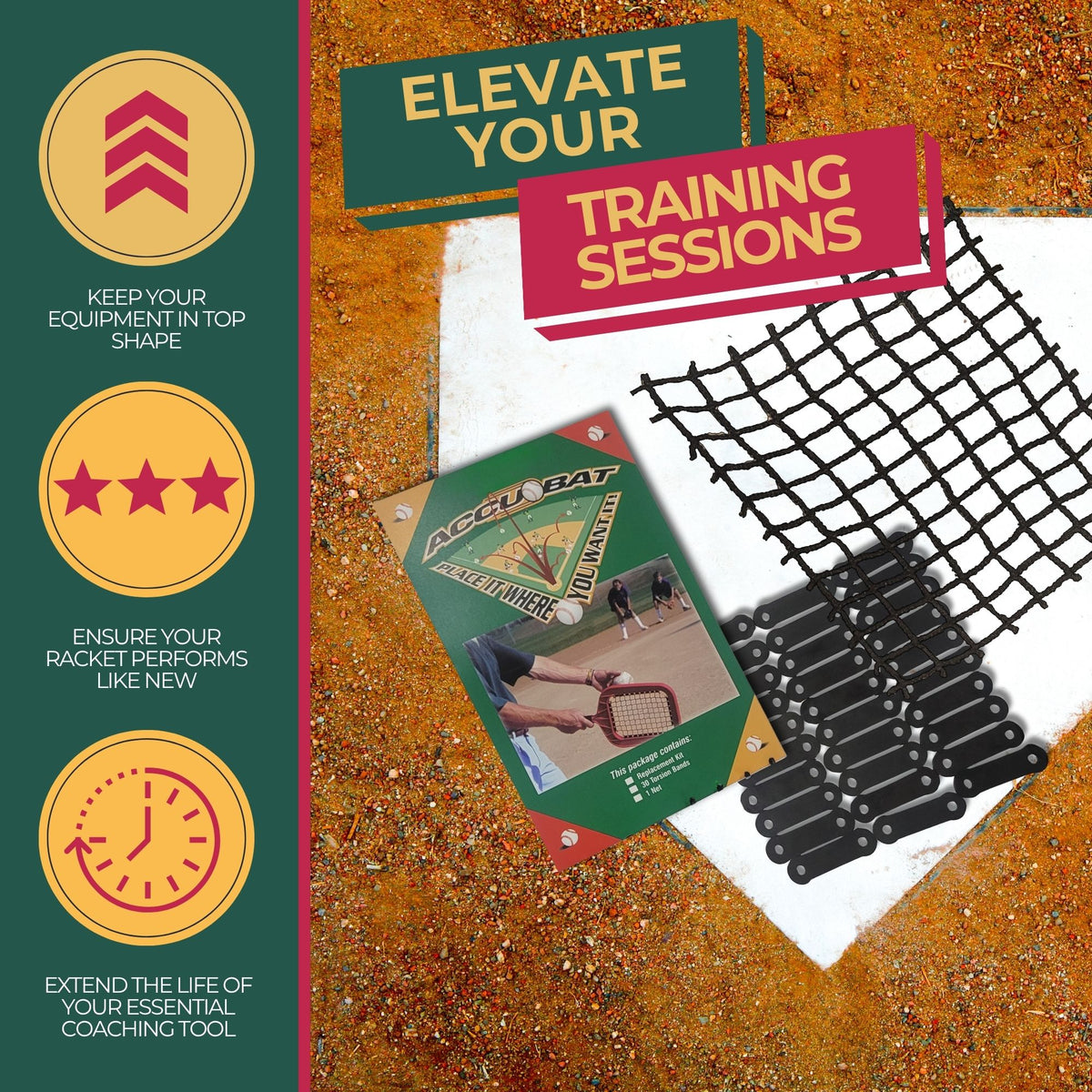 Coaches Helper Replacement Kit (20 OZ, Red) – Net, 30 Bands & Guidebook